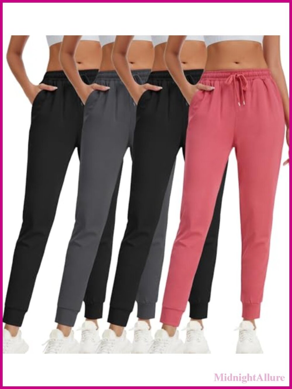 4 Pack Women's Lightweight Quick Dry Joggers Yoga Pants Active Track Pants